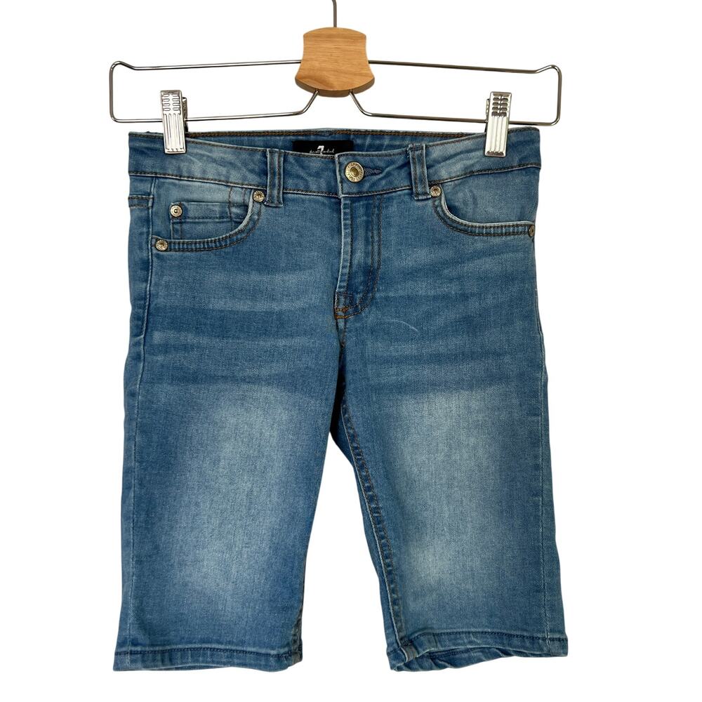 7 For All Mankind Girls Denim Bermuda Denim Shorts Medium Wash Blue Girl's Sz 10
